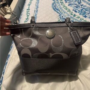 Silver gray coach handbag